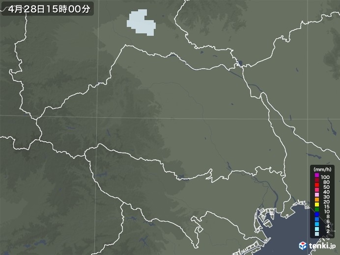 埼玉県の雨雲レーダー(2021年04月28日)