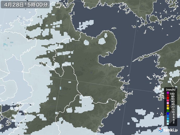 大分県の雨雲レーダー(2021年04月28日)
