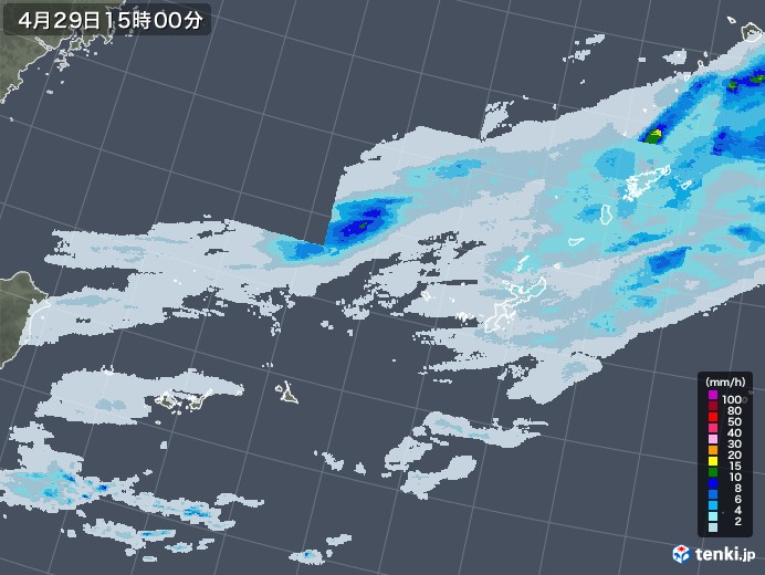沖縄地方の雨雲レーダー(2021年04月29日)