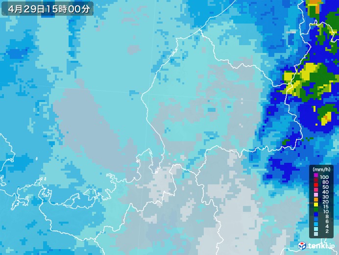 福井県の雨雲レーダー(2021年04月29日)