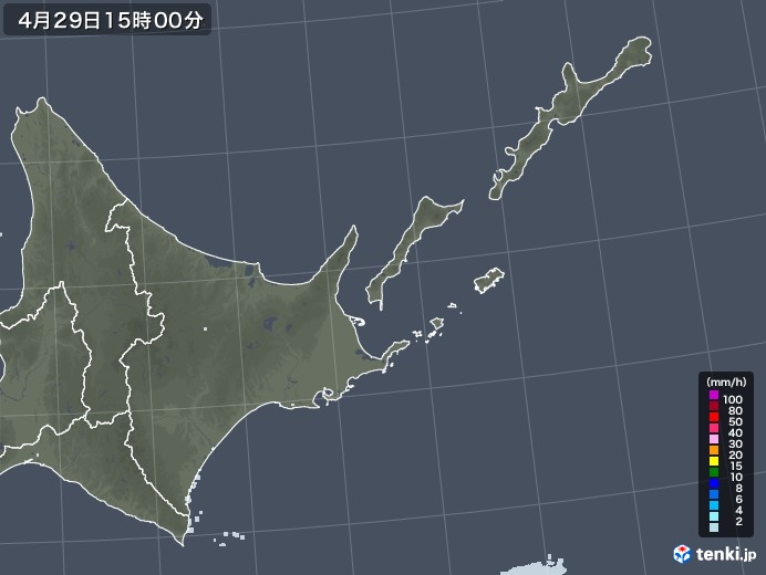 道東の雨雲レーダー(2021年04月29日)