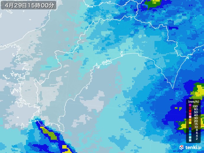 高知県の雨雲レーダー(2021年04月29日)