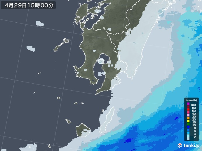 鹿児島県の雨雲レーダー(2021年04月29日)