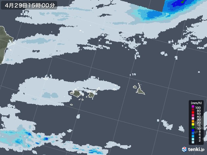 宮古・石垣・与那国(沖縄県)の雨雲レーダー(2021年04月29日)