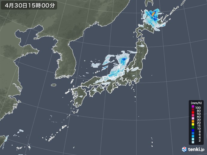 雨雲レーダー(2021年04月30日)
