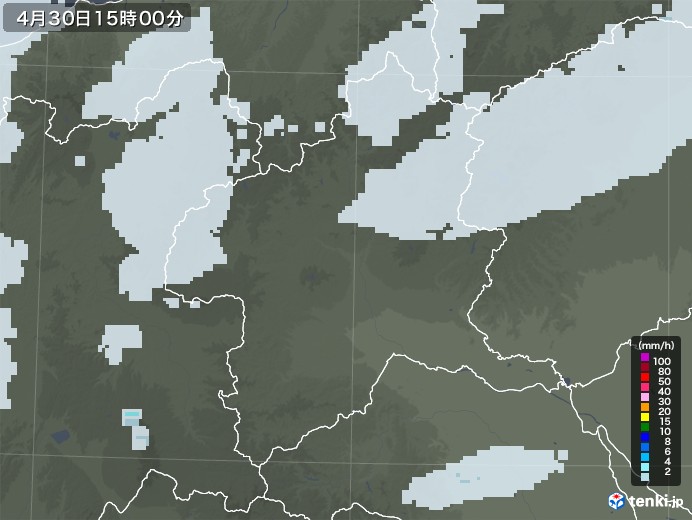 群馬県の雨雲レーダー(2021年04月30日)