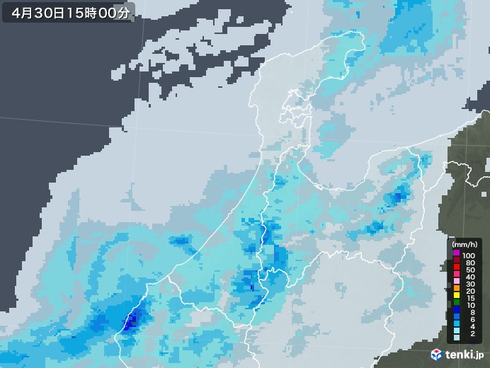 石川県の雨雲レーダー(2021年04月30日)