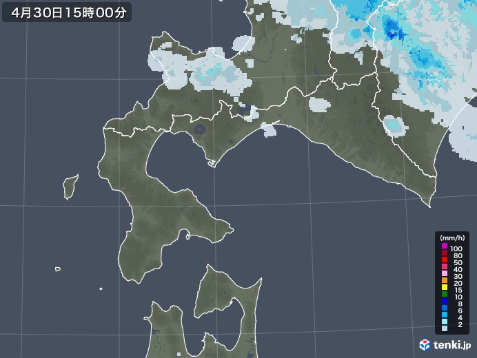 道南の雨雲レーダー(2021年04月30日)