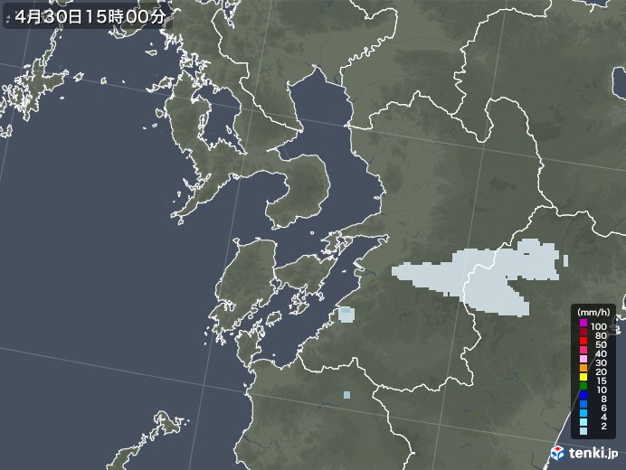 熊本県の雨雲レーダー(2021年04月30日)