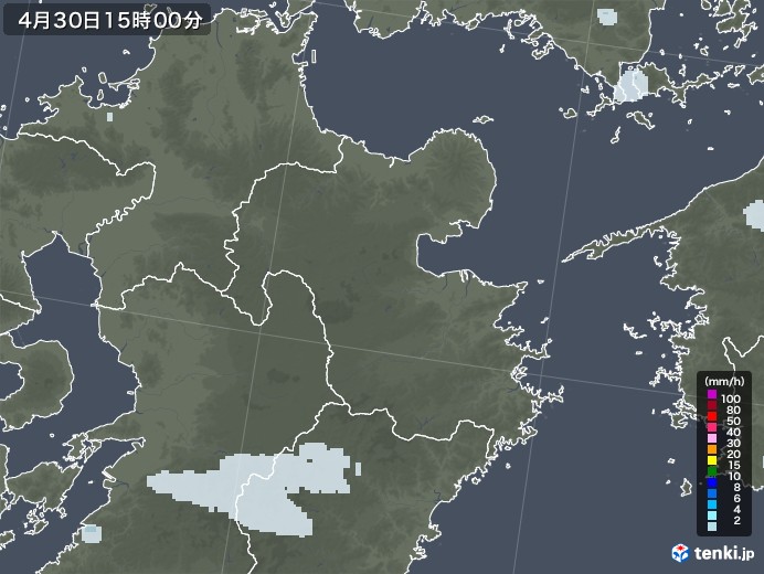 大分県の雨雲レーダー(2021年04月30日)