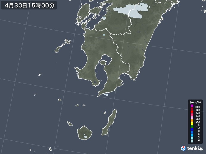 鹿児島県の雨雲レーダー(2021年04月30日)