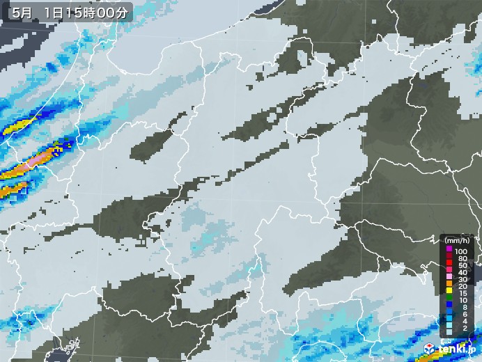 長野県の雨雲レーダー(2021年05月01日)