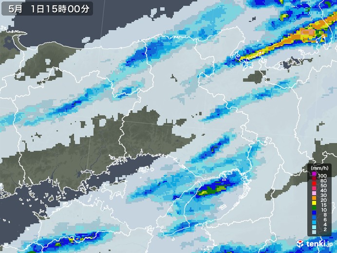 兵庫県の雨雲レーダー(2021年05月01日)