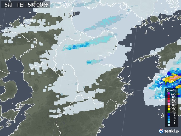 大分県の雨雲レーダー(2021年05月01日)