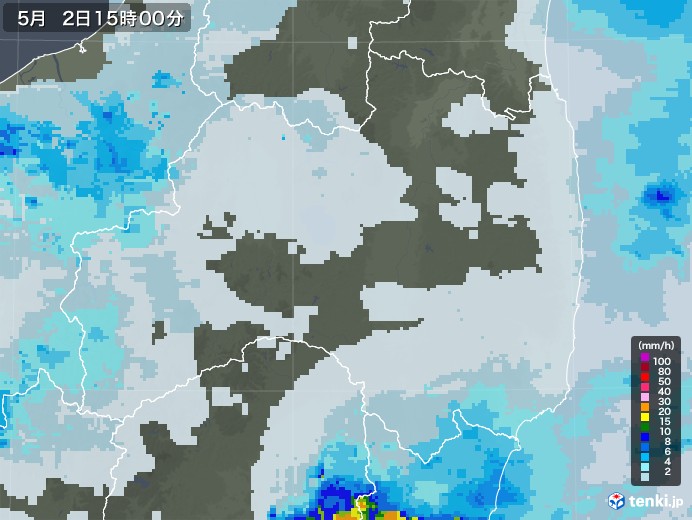 福島県の雨雲レーダー(2021年05月02日)