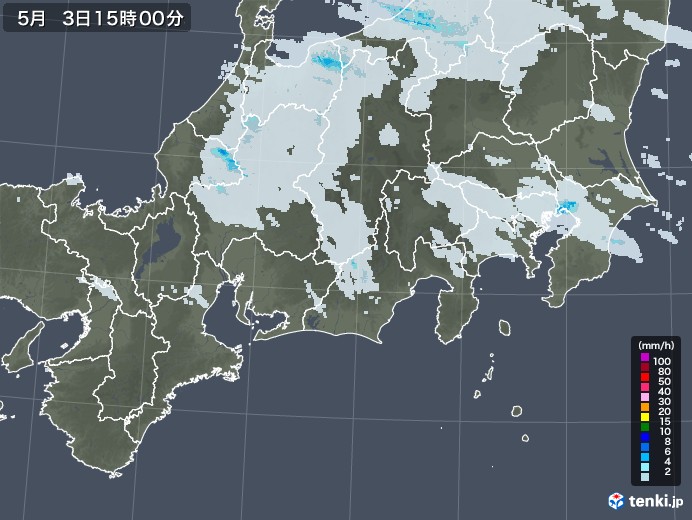 東海地方の雨雲レーダー(2021年05月03日)