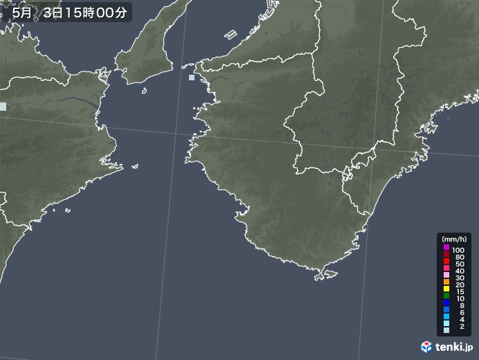 和歌山県の雨雲レーダー(2021年05月03日)