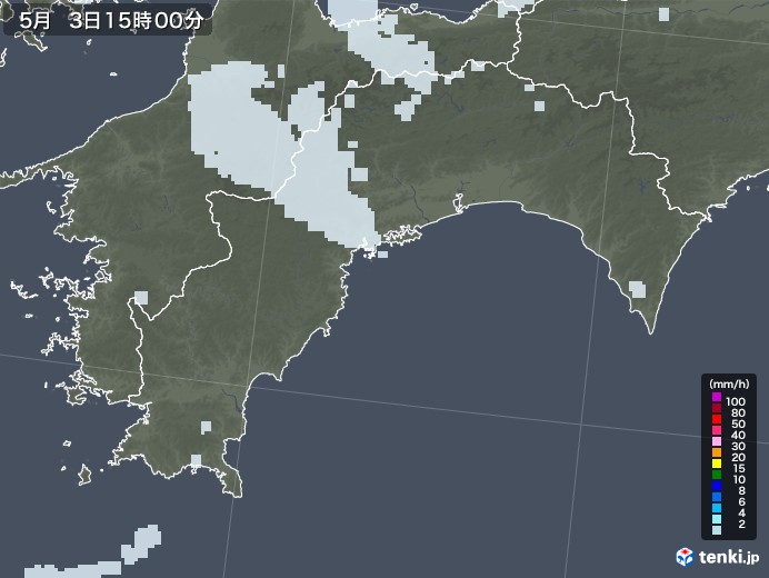 高知県の雨雲レーダー(2021年05月03日)