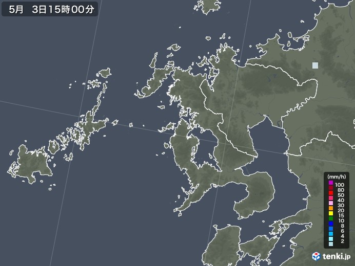 長崎県の雨雲レーダー(2021年05月03日)