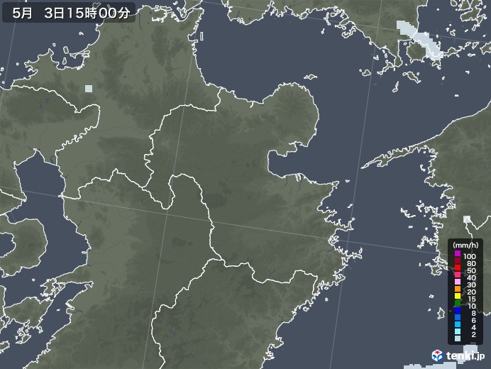 大分県の雨雲レーダー(2021年05月03日)