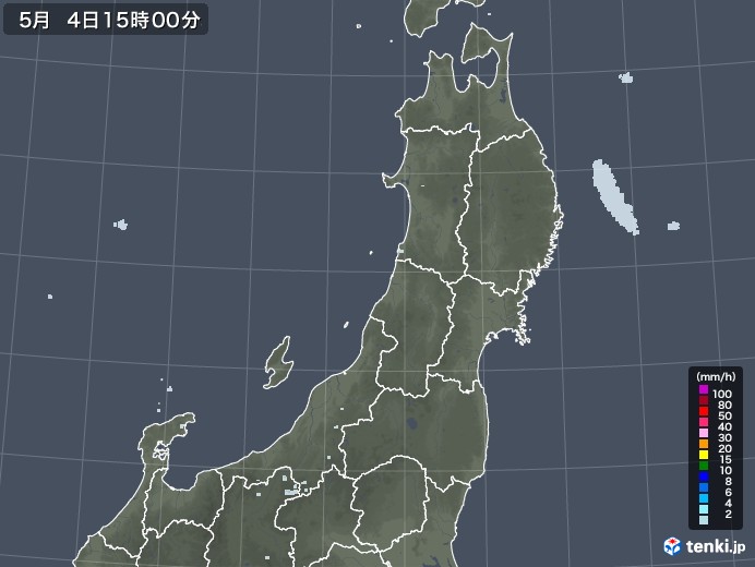 東北地方の雨雲レーダー(2021年05月04日)