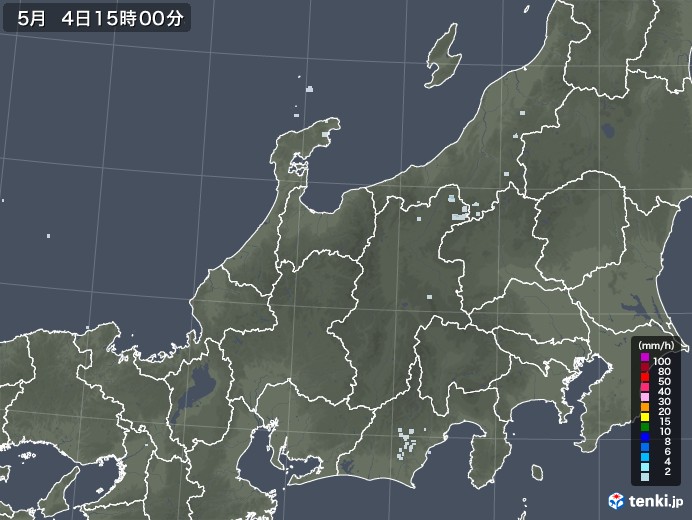 北陸地方の雨雲レーダー(2021年05月04日)