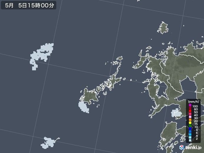 五島列島(長崎県)の雨雲レーダー(2021年05月05日)