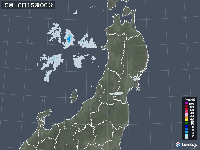 東北地方の雨雲レーダー(2021年05月06日)
