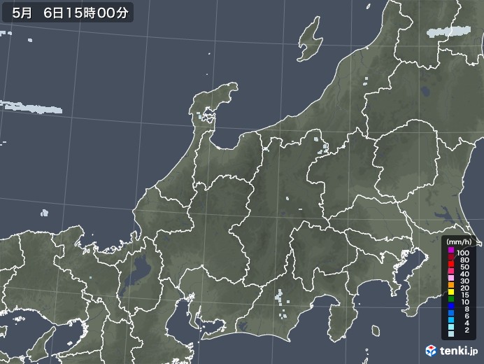 北陸地方の雨雲レーダー(2021年05月06日)