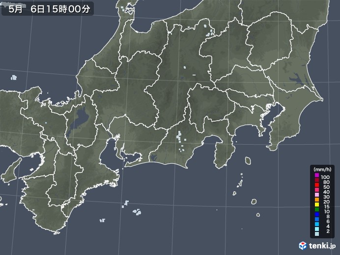東海地方の雨雲レーダー(2021年05月06日)