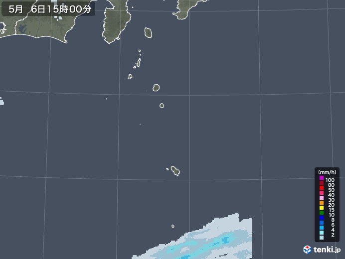 伊豆諸島(東京都)の雨雲レーダー(2021年05月06日)