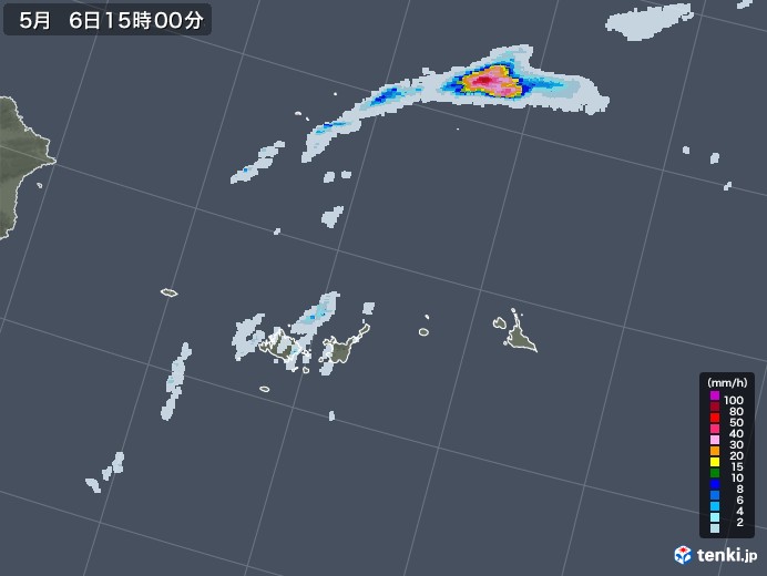 宮古・石垣・与那国(沖縄県)の雨雲レーダー(2021年05月06日)