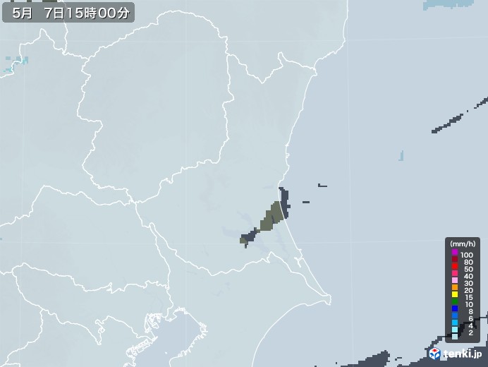 茨城県の雨雲レーダー(2021年05月07日)