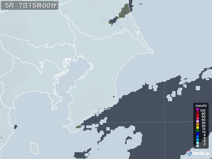 千葉県の雨雲レーダー(2021年05月07日)