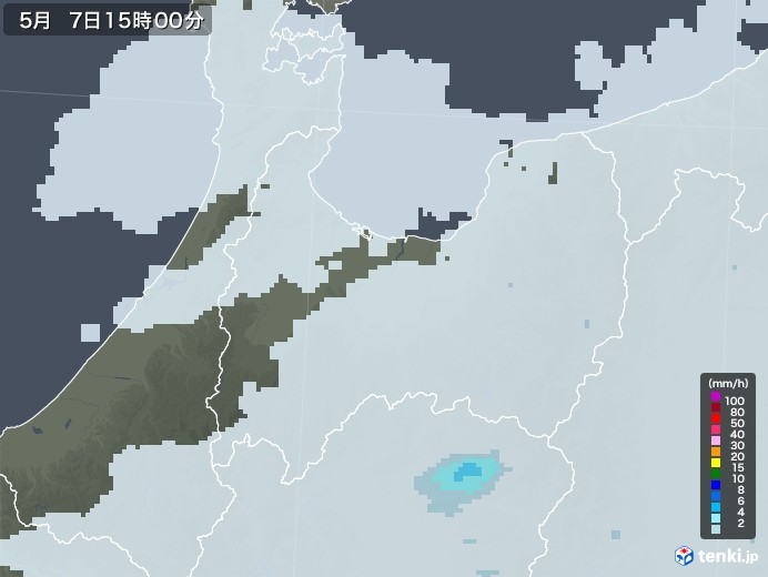 富山県の雨雲レーダー(2021年05月07日)