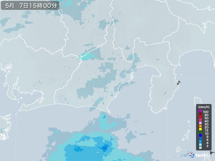 静岡県の雨雲レーダー(2021年05月07日)