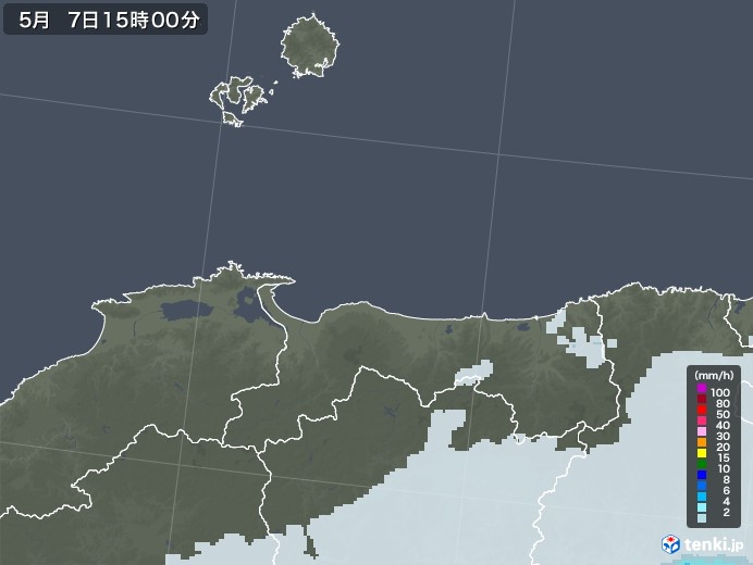 鳥取県の雨雲レーダー(2021年05月07日)