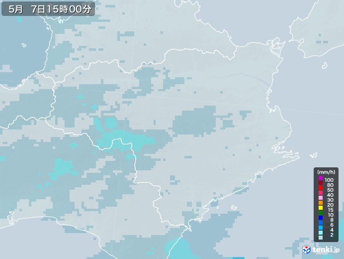 徳島県の雨雲レーダー(2021年05月07日)