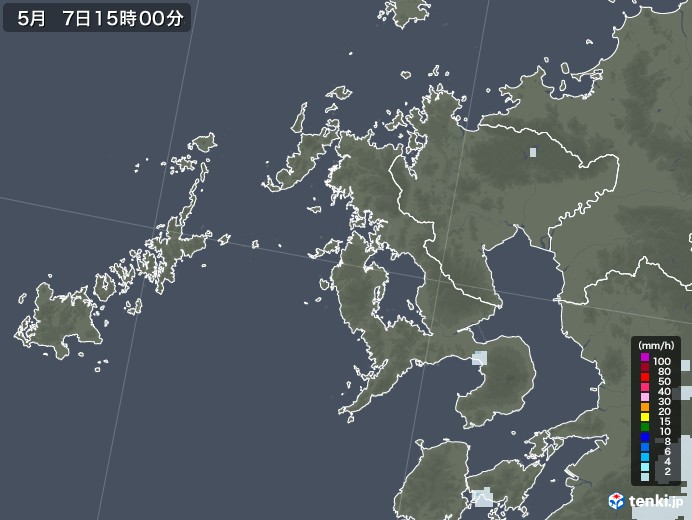 長崎県の雨雲レーダー(2021年05月07日)