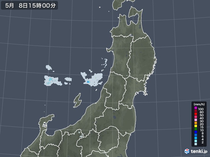 東北地方の雨雲レーダー(2021年05月08日)