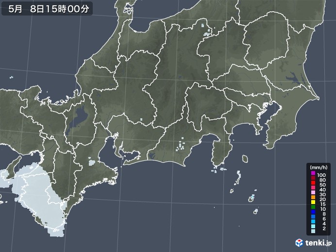 東海地方の雨雲レーダー(2021年05月08日)