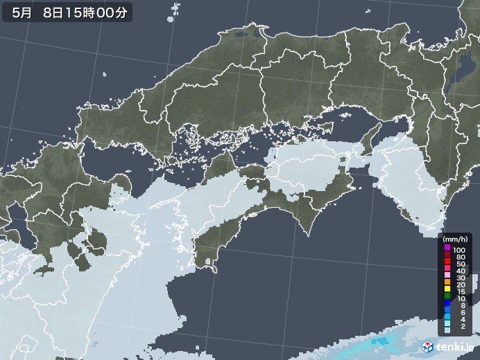 四国地方の雨雲レーダー(2021年05月08日)
