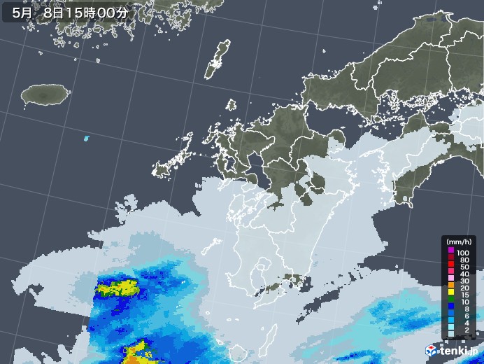 九州地方の雨雲レーダー(2021年05月08日)