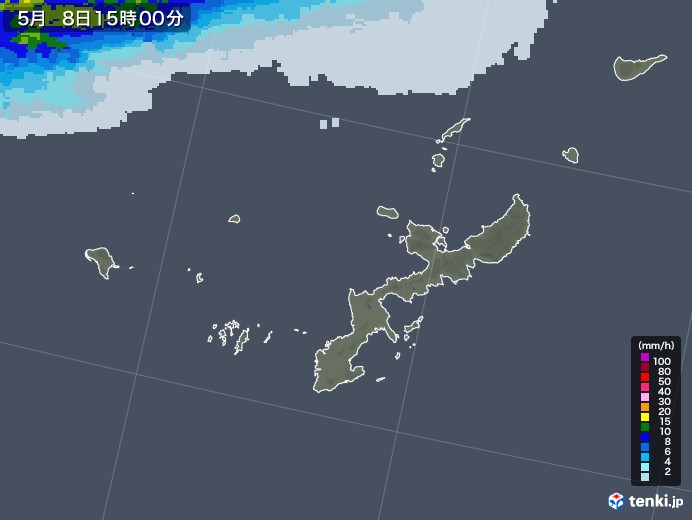 沖縄県の雨雲レーダー(2021年05月08日)
