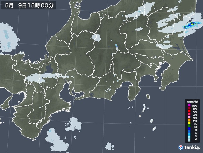 東海地方の雨雲レーダー(2021年05月09日)