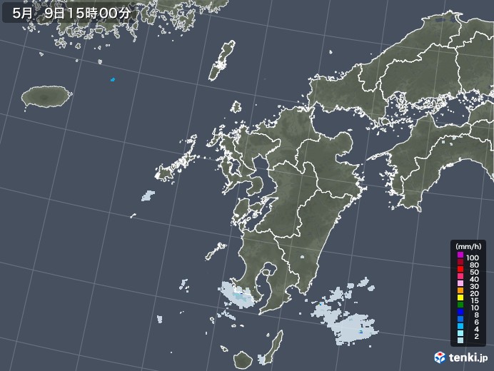九州地方の雨雲レーダー(2021年05月09日)