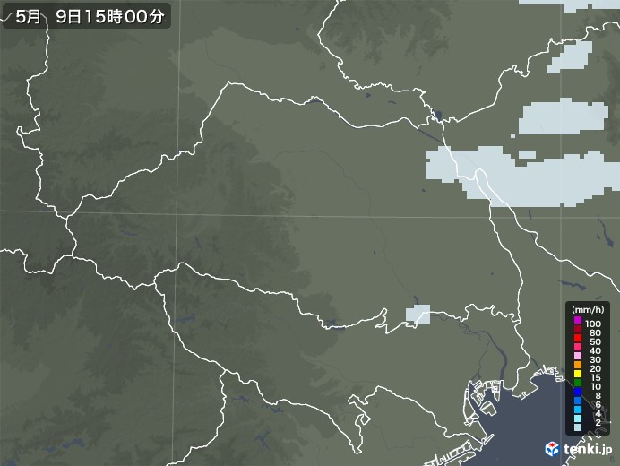 埼玉県の雨雲レーダー(2021年05月09日)