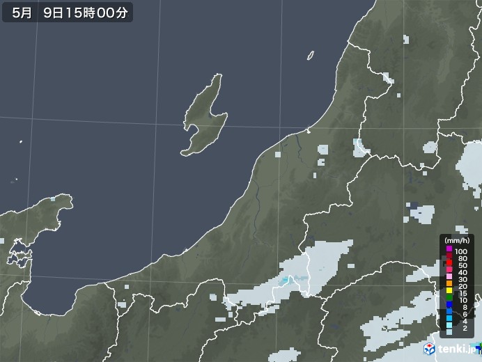 新潟県の雨雲レーダー(2021年05月09日)