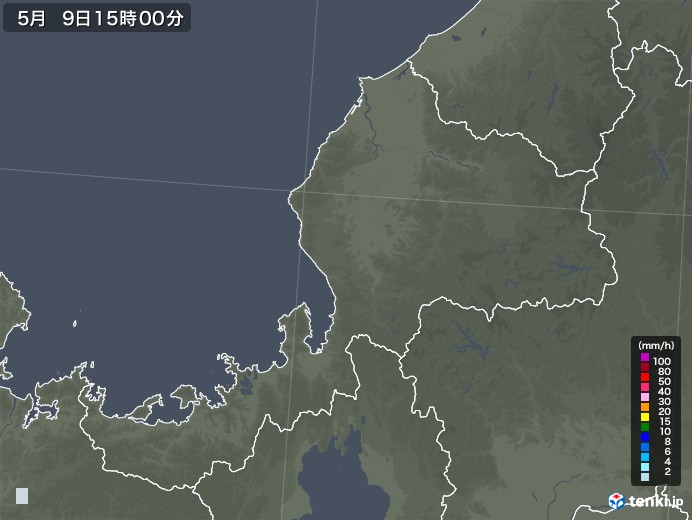 福井県の雨雲レーダー(2021年05月09日)