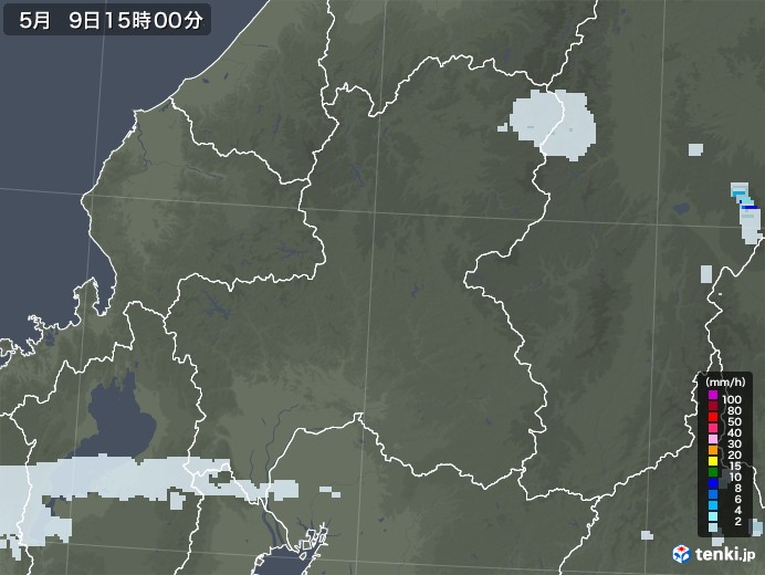 岐阜県の雨雲レーダー(2021年05月09日)